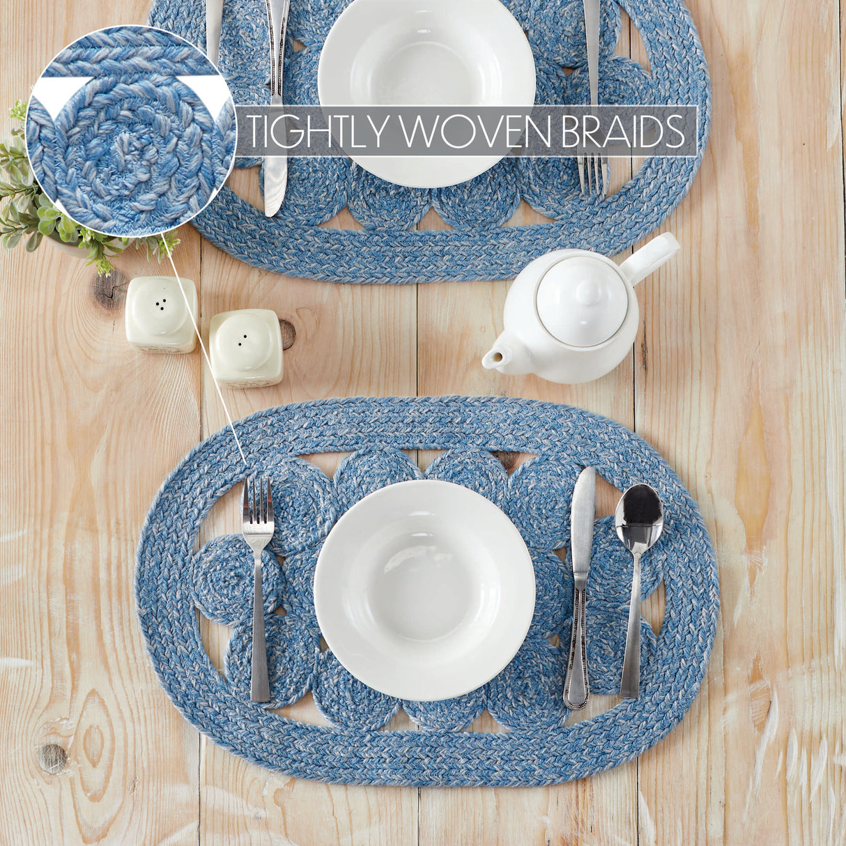 Celeste Blended Blue Indoor/Outdoor Placemat 13x19, 6 Pack 6 Pack