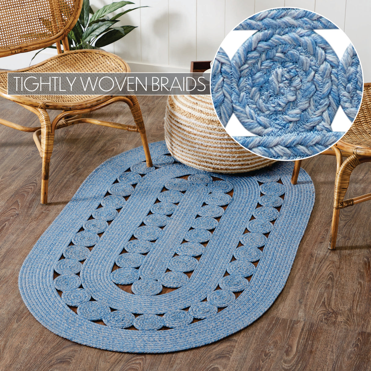 Celeste Blended Blue Indoor/Outdoor Rug Oval 36x60
