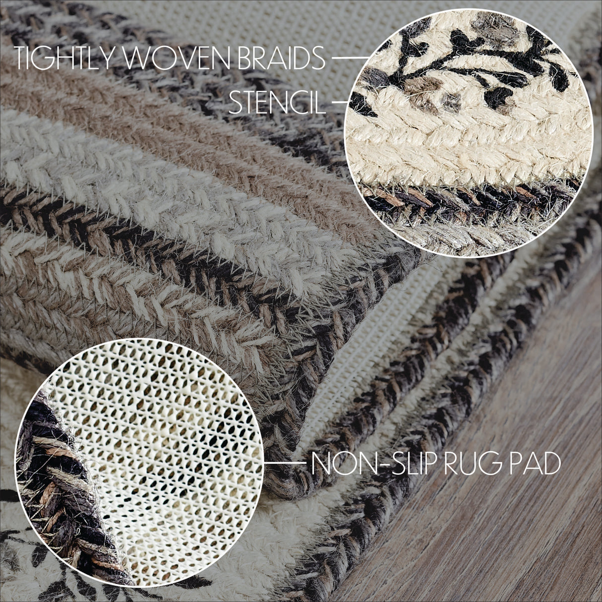 Floral Vine Jute Rug Half Circle Welcome 19.5x36