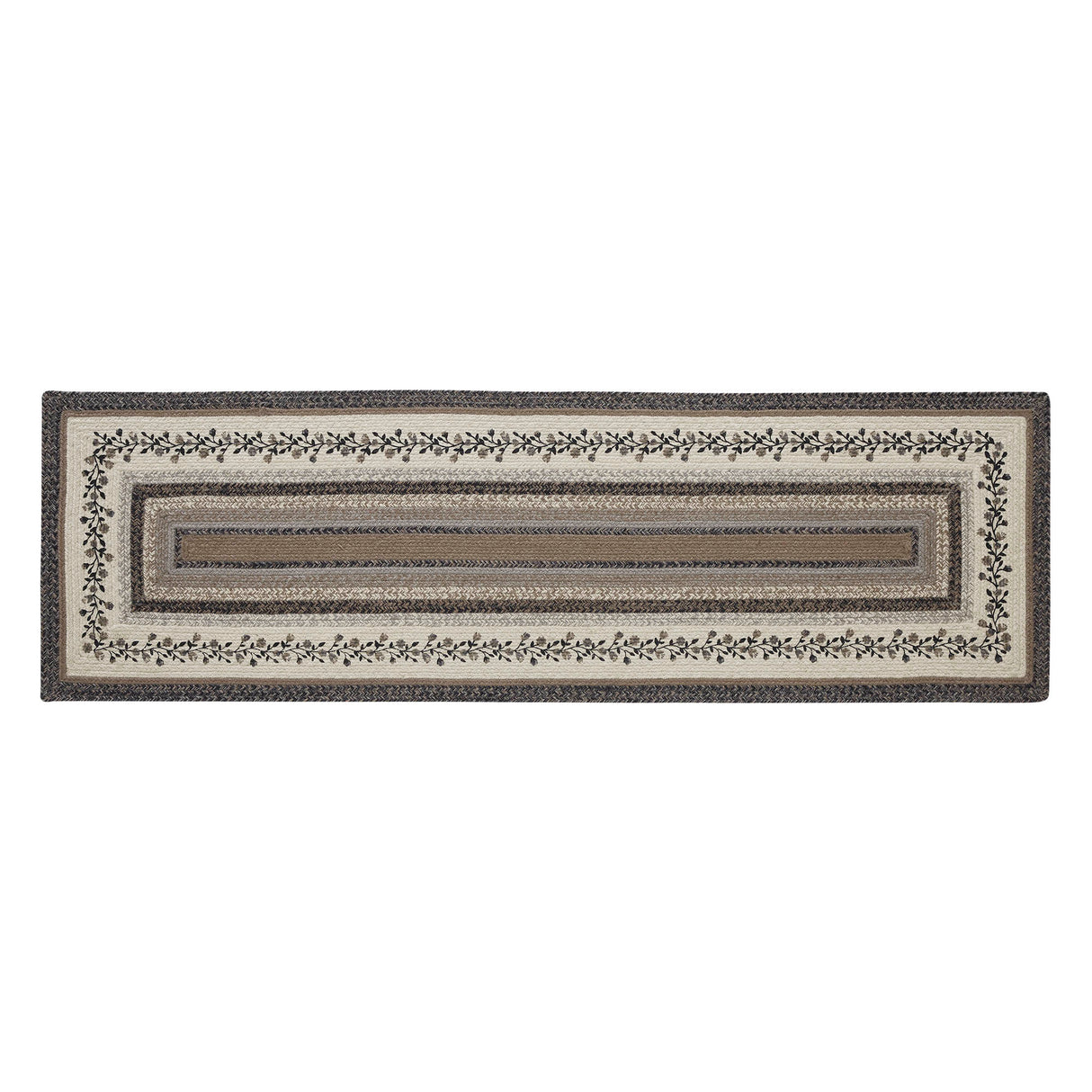 Floral Vine Jute Rug/Runner Rect w/ Pad 24x78