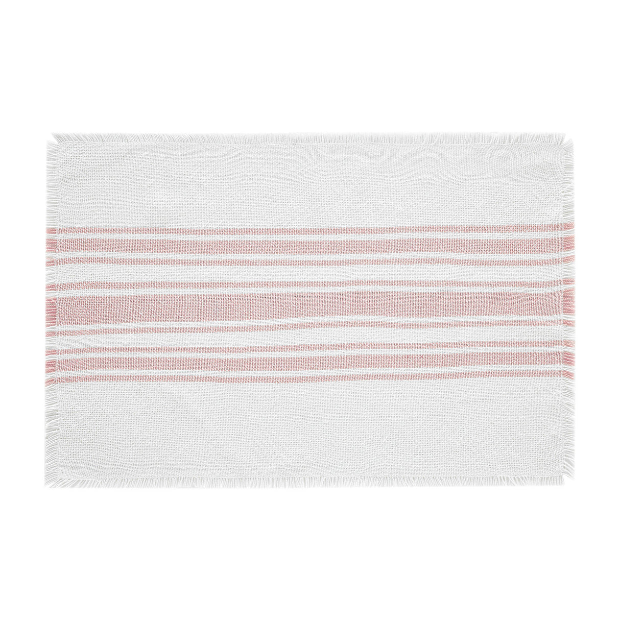 Antique White Stripe Farmhouse 13"x19" Placemat Set of 6 Pink Recycled Plastic (PET) Striped Water-Resistant Rect Kitchen Table Decor, 12 Pack