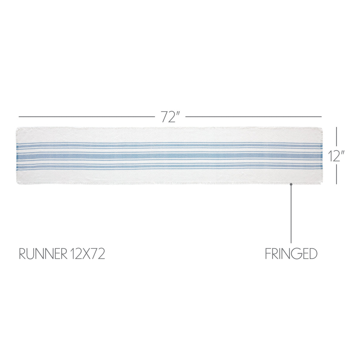 Antique White Stripe Dusk Blue 12x72 Table Runner & 6 pc 13x19 Placemat Set