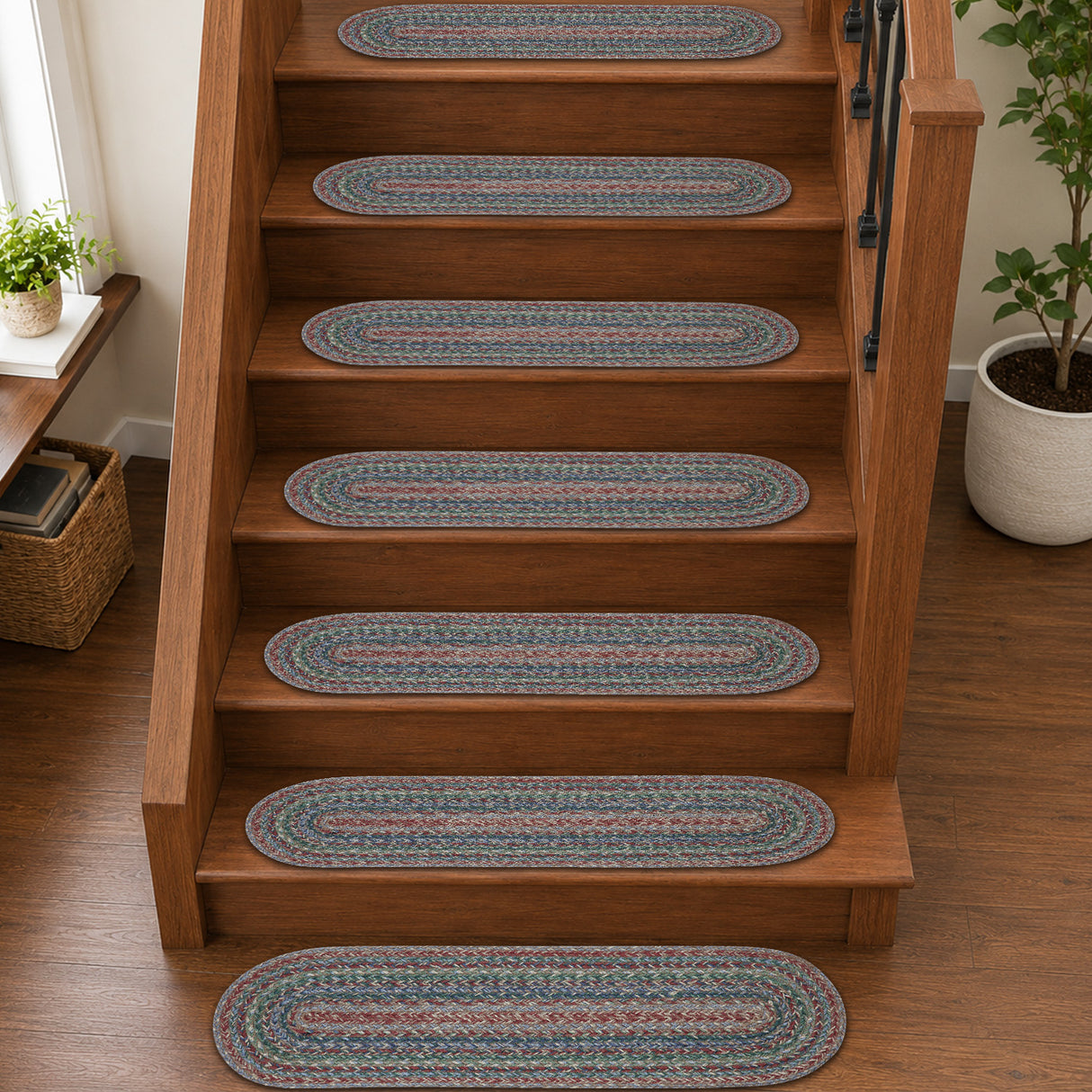 Multi Jute Stair Tread Oval Latex 8.5x27, Set of 7