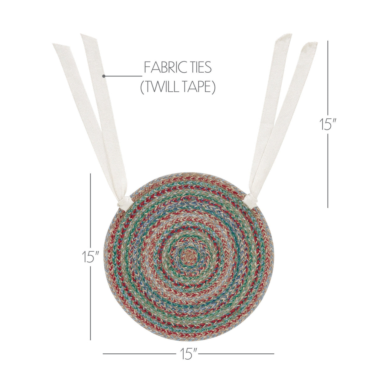 Multi Braided 15 Inch Jute Chair Pad