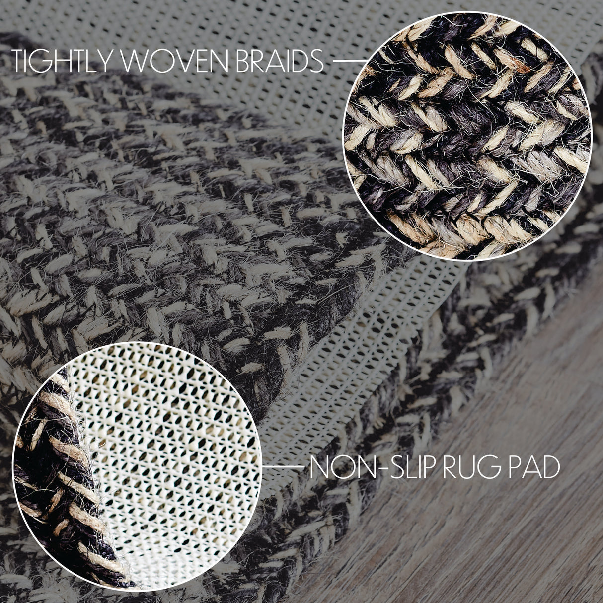 Sawyer Mill Black White Jute Rug Half Circle 19.5x36