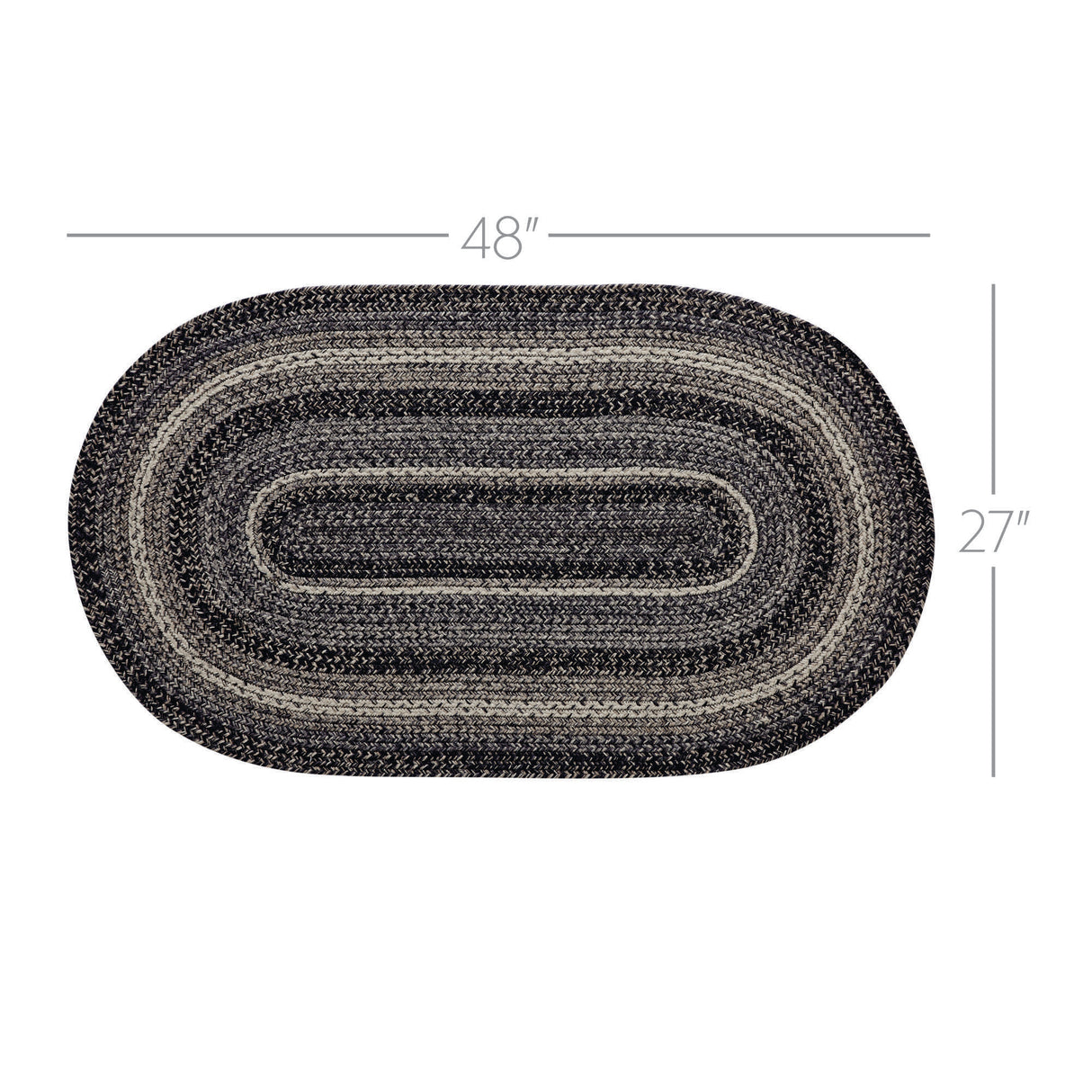 Sawyer Mill Black White Jute Rug Oval w/ Pad 27x48