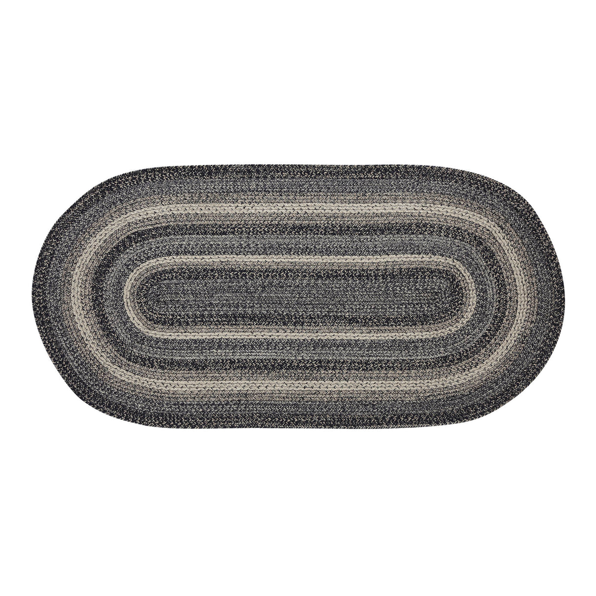 Sawyer Mill Black White Jute Rug Oval w/ Pad 36x72
