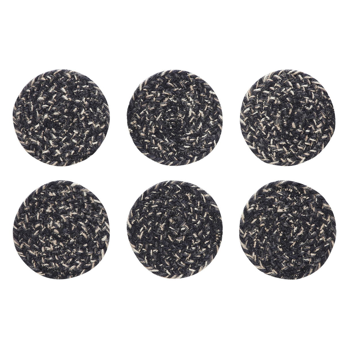 Sawyer Mill Black White Jute Coaster Set of 6