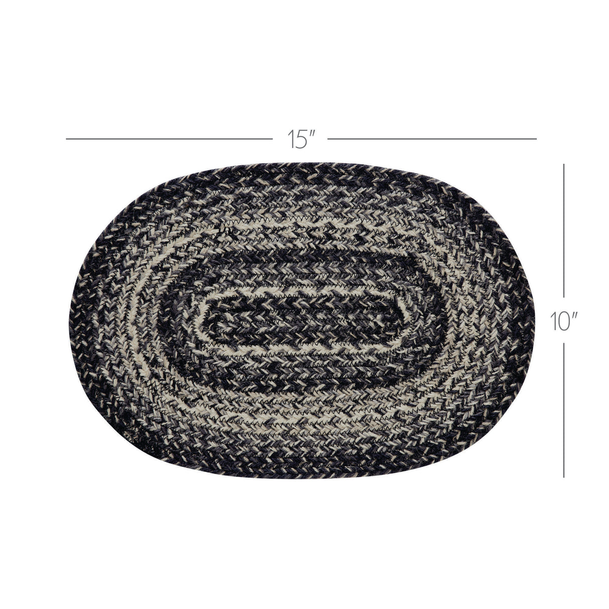 Sawyer Mill Black White Jute Oval Placemat 10x15