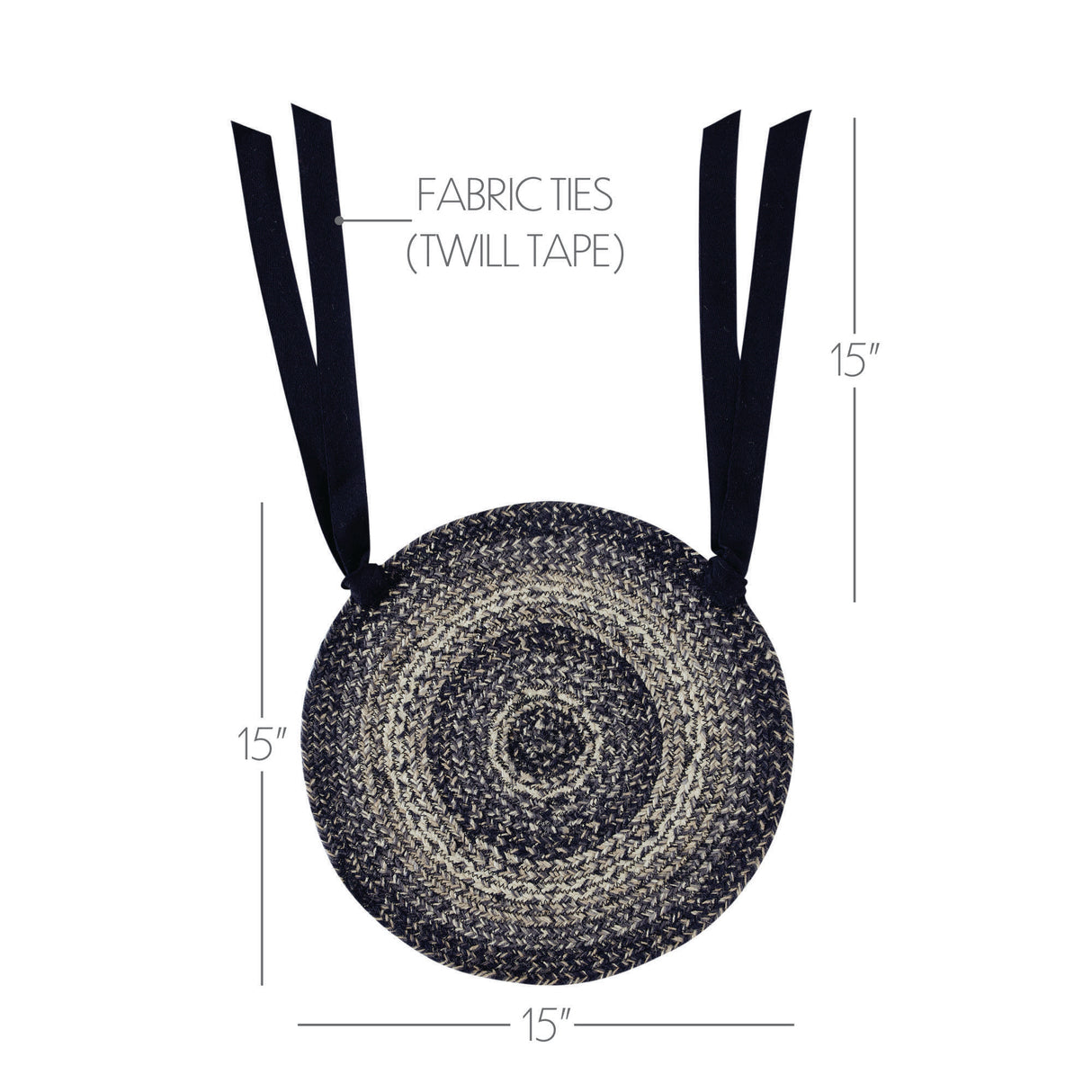 Sawyer Mill Black White Jute Chair Pad 15 inch Diameter