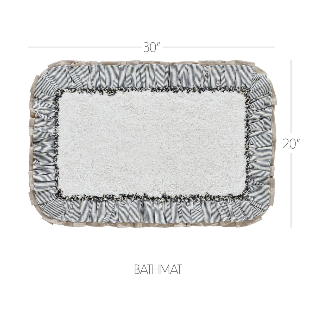 VHC Brands Ashmont Vintage White 2pc Bathhmat Set, 20x30 and 27x48