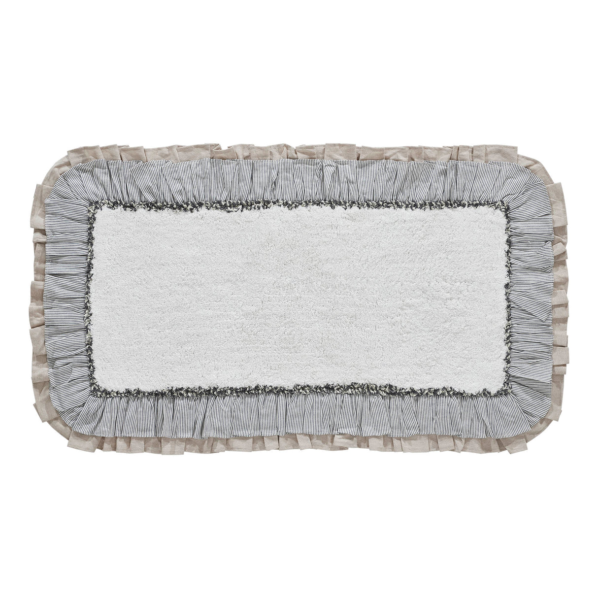 VHC Brands Ashmont Vintage White 2pc Bathhmat Set, 20x30 and 27x48
