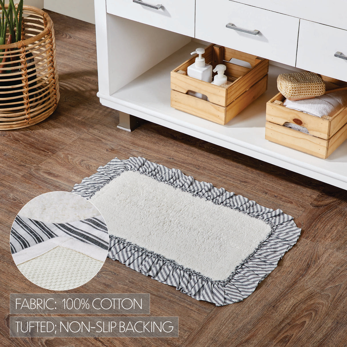 VHC Brands Sawyer Mill Black 2pc Bathhmat Set, 20x30 and 27x48