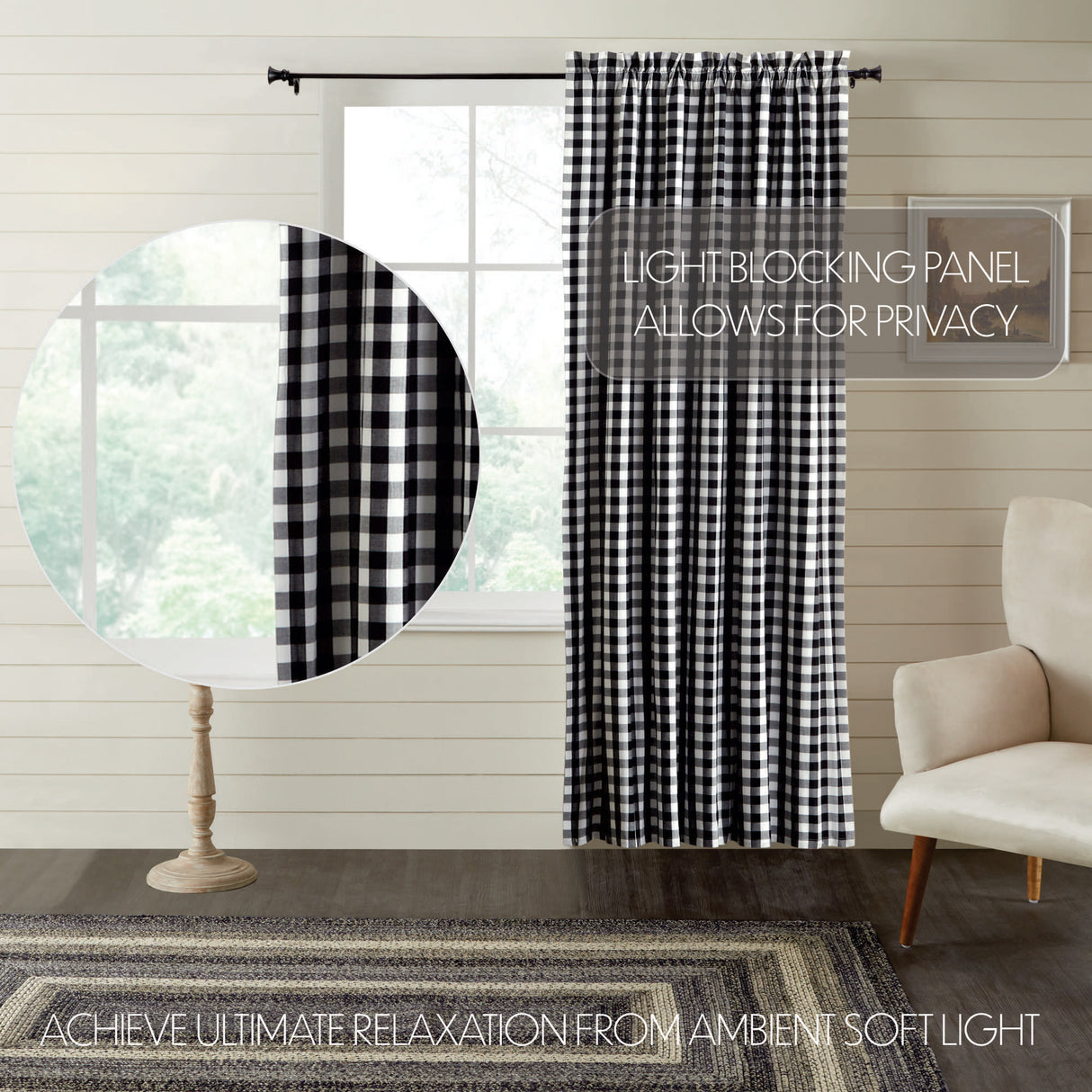 Annie Buffalo Black Check Blackout Panel 84x50