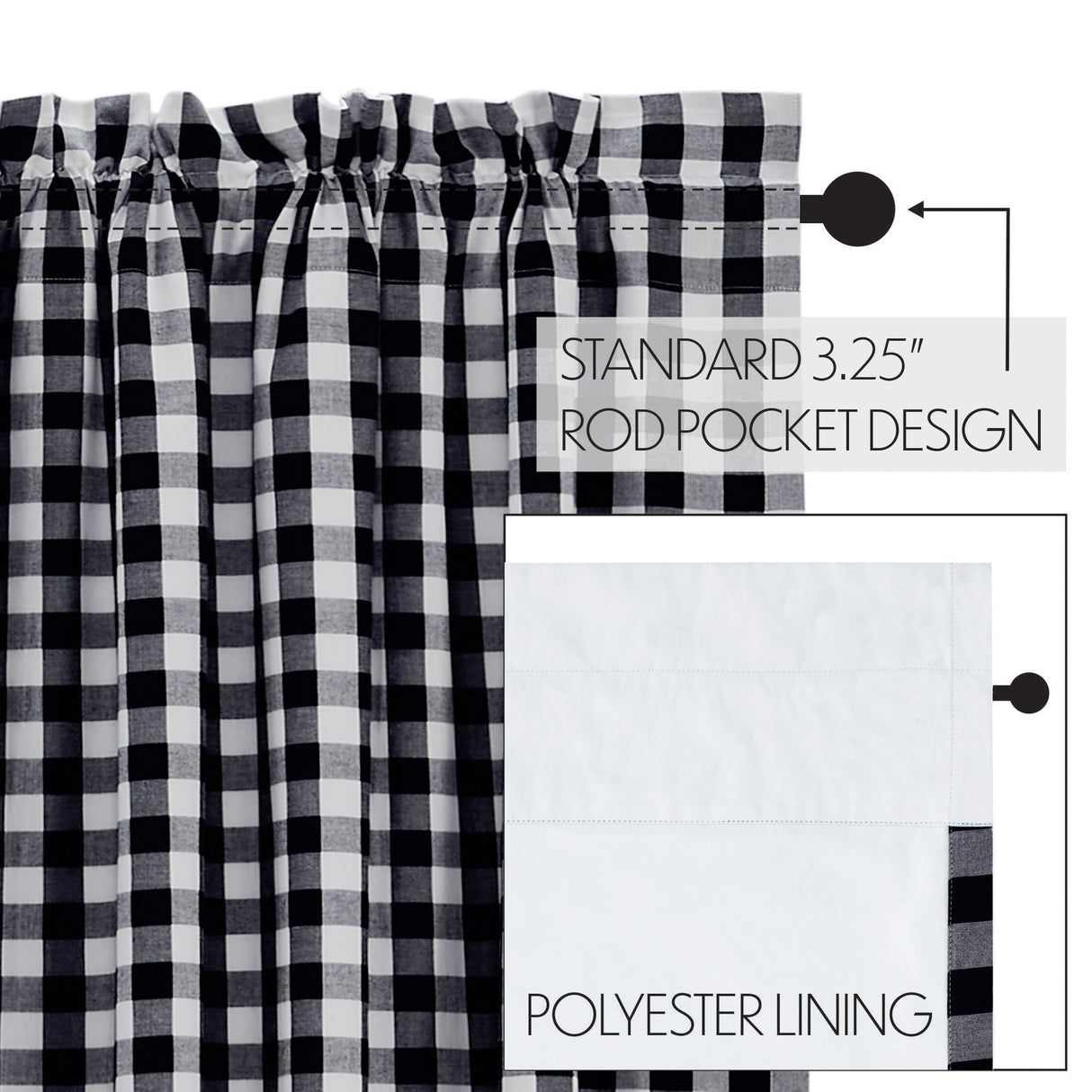 Annie Buffalo Black Check Blackout Panel 84x50