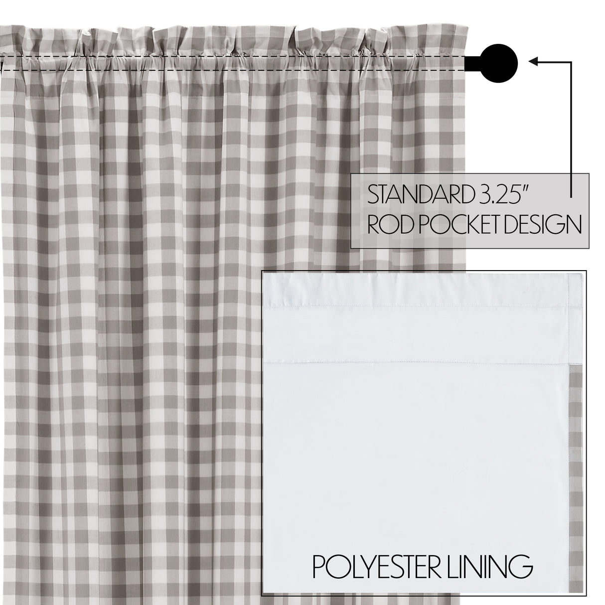 Annie Buffalo Grey Check Blackout Panel 84x50