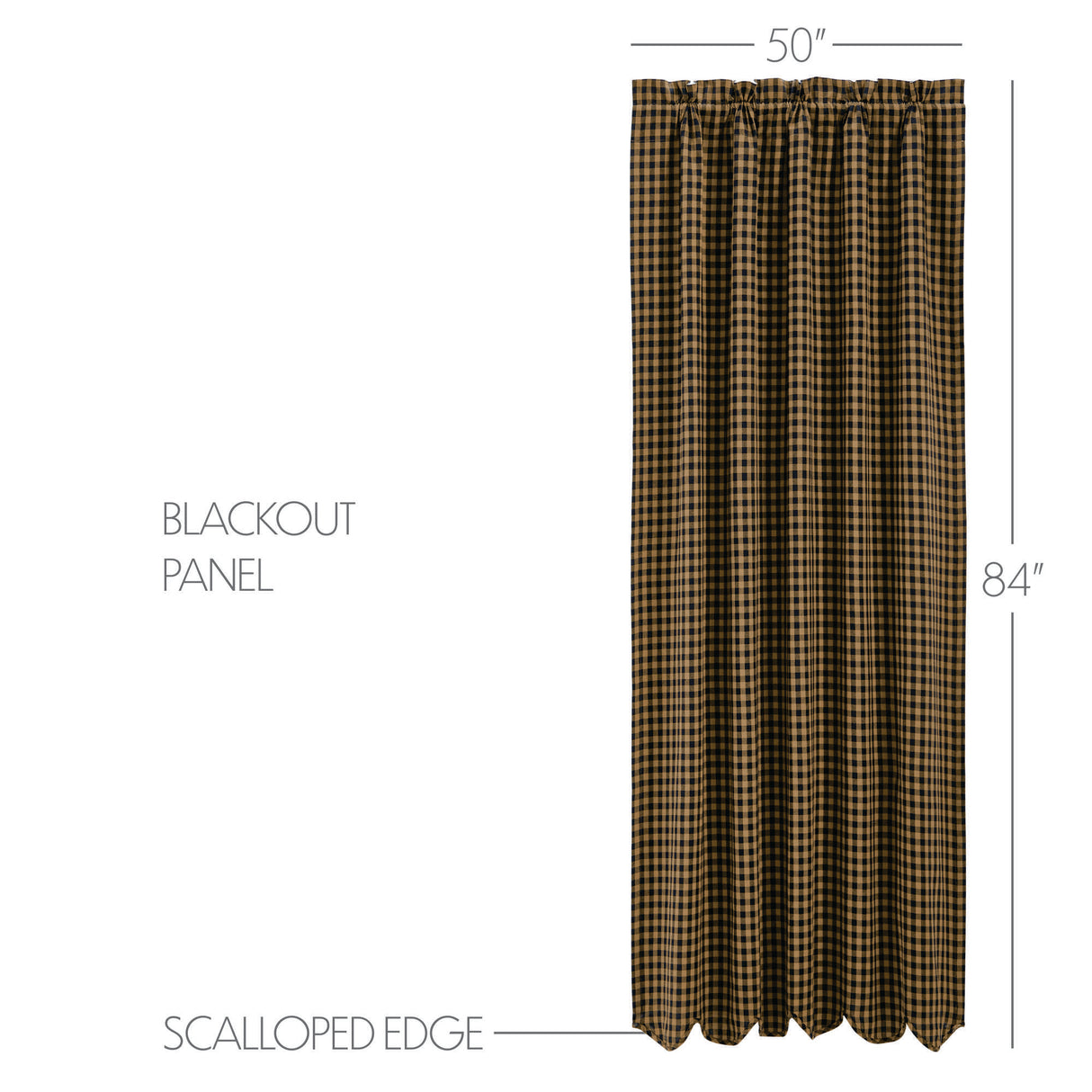 Black Check Blackout Panel Scalloped 84x50