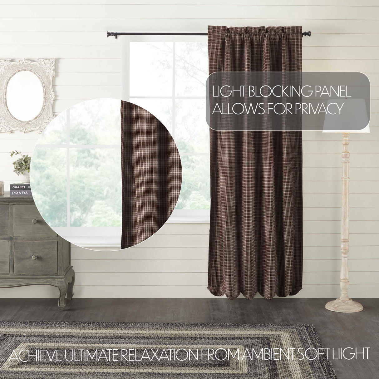 Kettle Grove Plaid Scalloped Blackout Panel 84x40