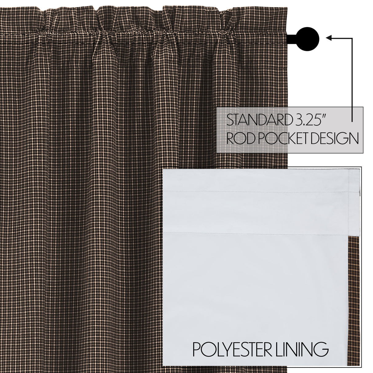 Kettle Grove Plaid Scalloped Blackout Panel 84x40