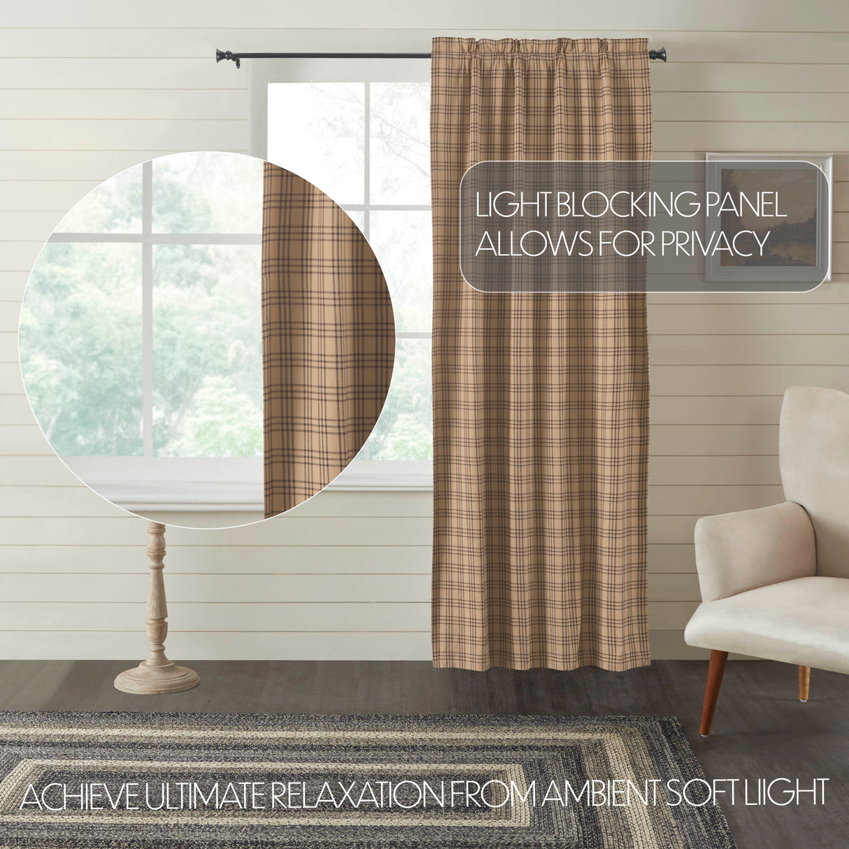 Sawyer Mill Charcoal Plaid Blackout Panel 84x40