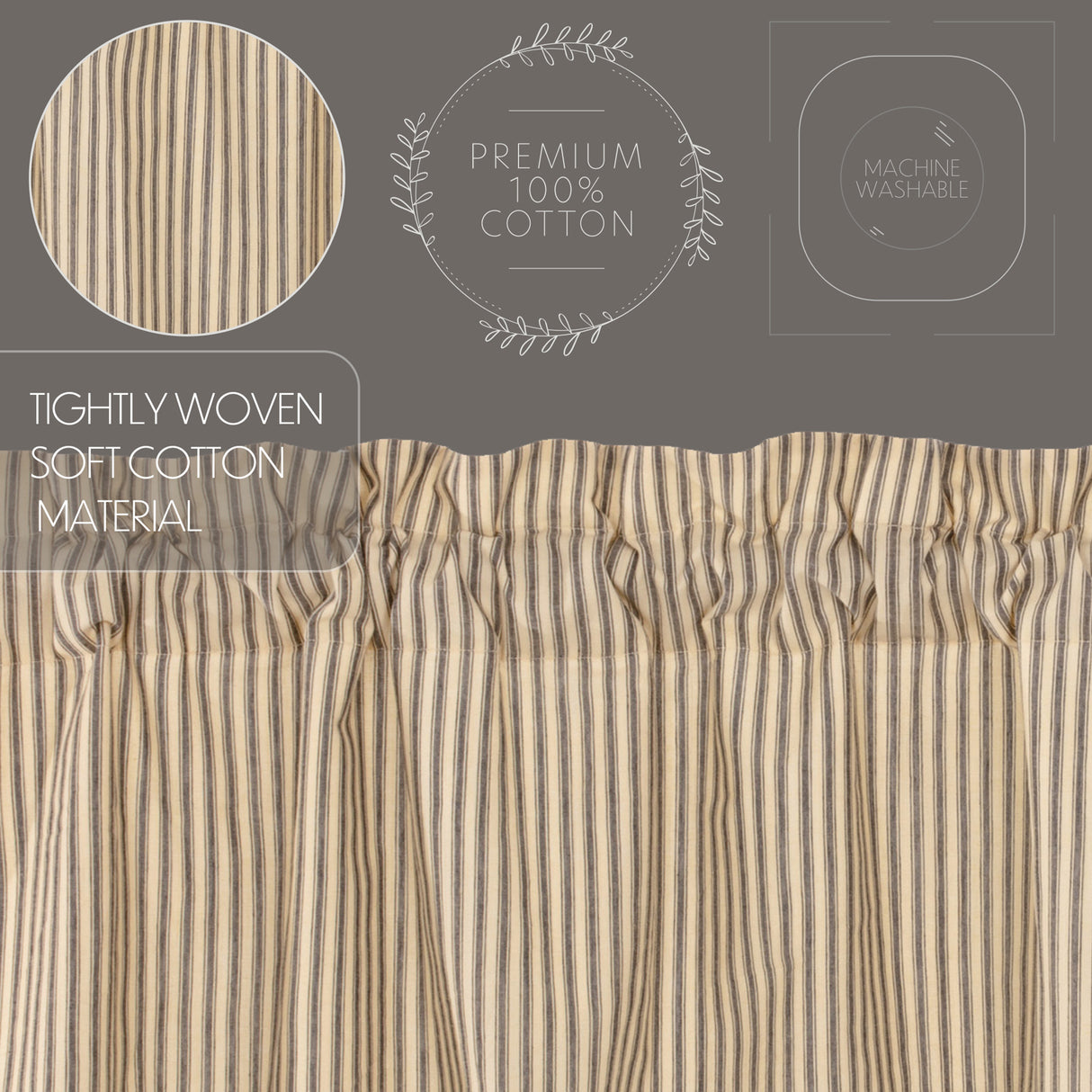 Sawyer Mill Charcoal Ticking Stripe Blackout Panel 84x40