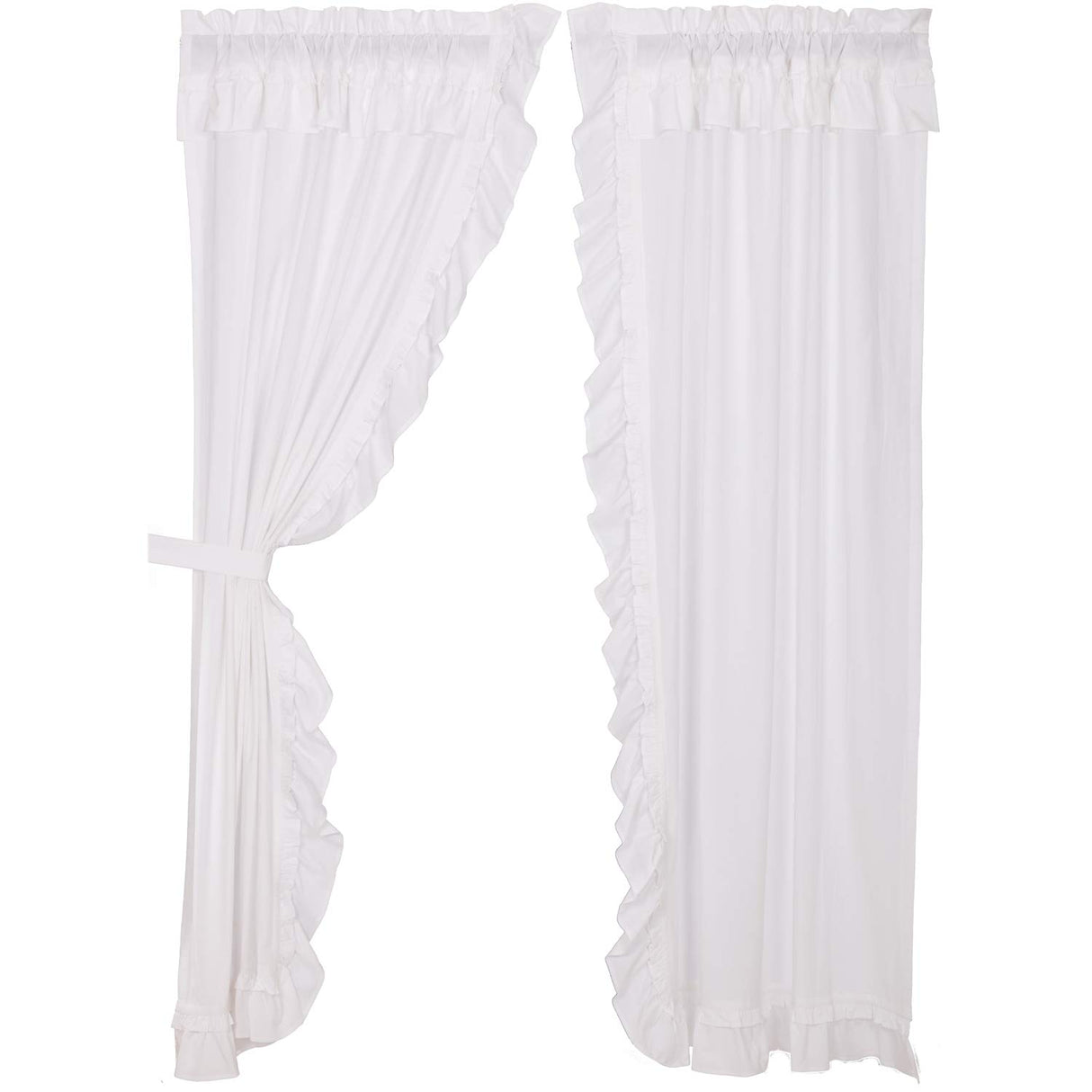 Muslin Ruffled Bleached White Panel Set of 4 84x40