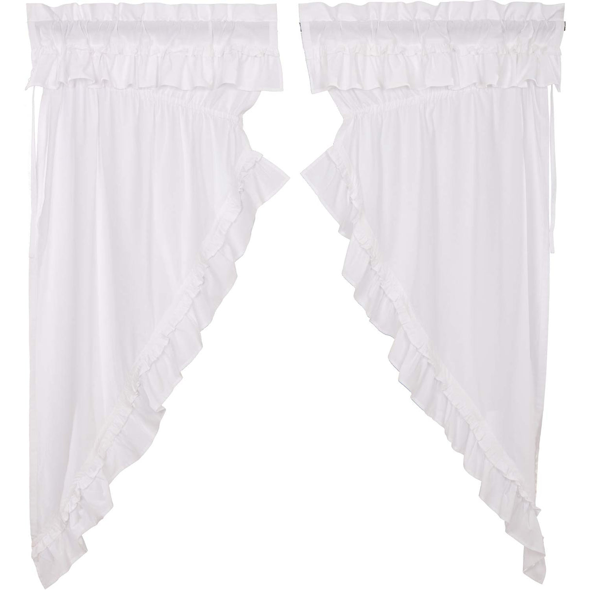 Muslin Ruffled Bleached White Prairie Short Panel Set of 4 63x36x18