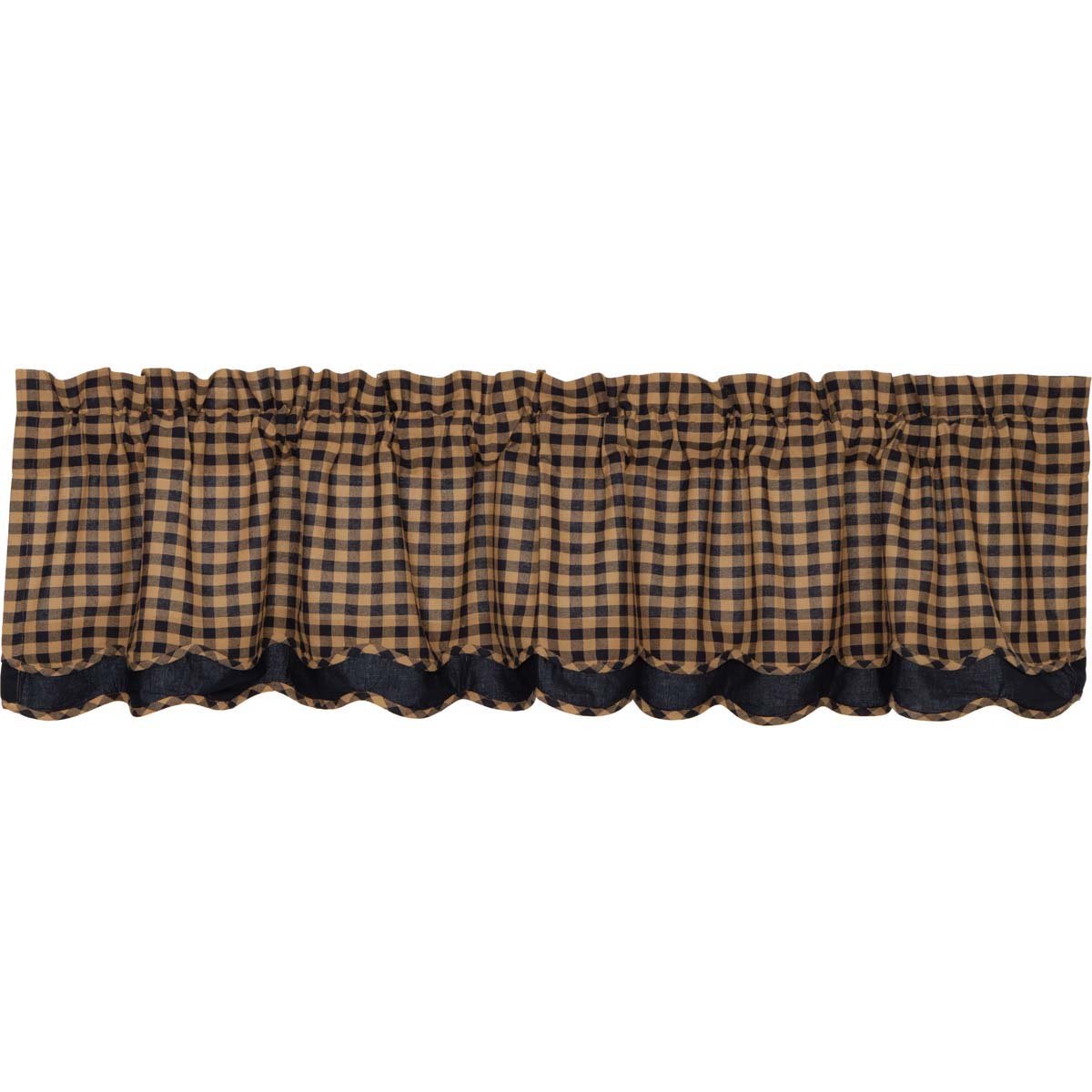Navy Check Scalloped Layered Valance Set of 2 16x72
