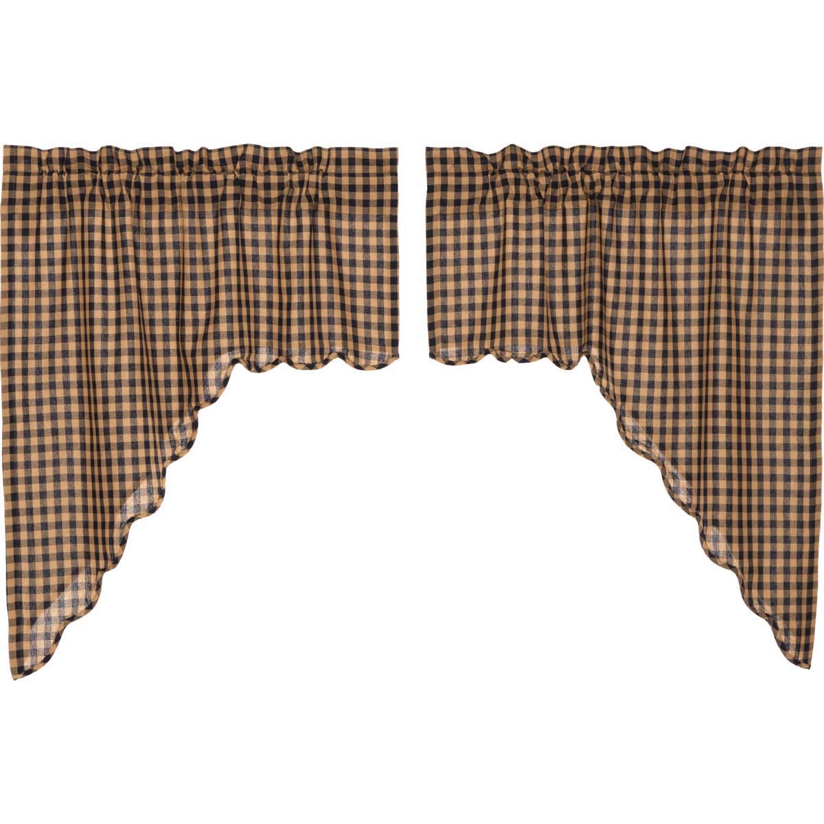 Navy Check Scalloped Swag Set of 4 36x36x16