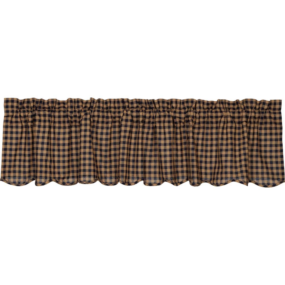 Navy Check Scalloped Valance Set of 2 16x72