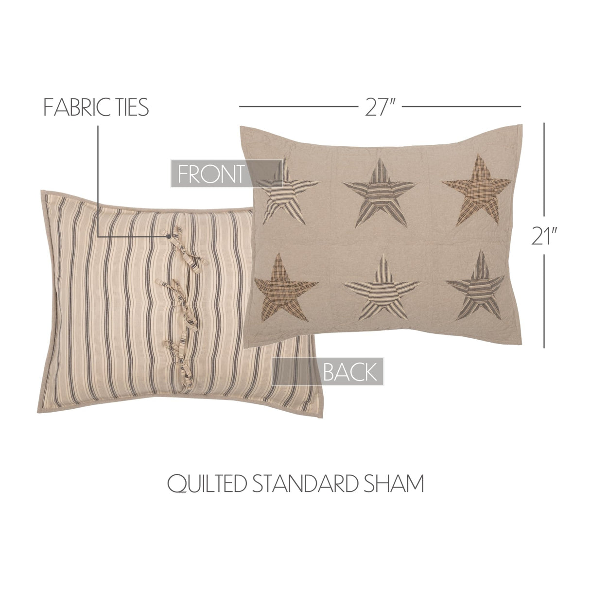 Sawyer Mill Star Charcoal Standard Sham Set of 2 21x27