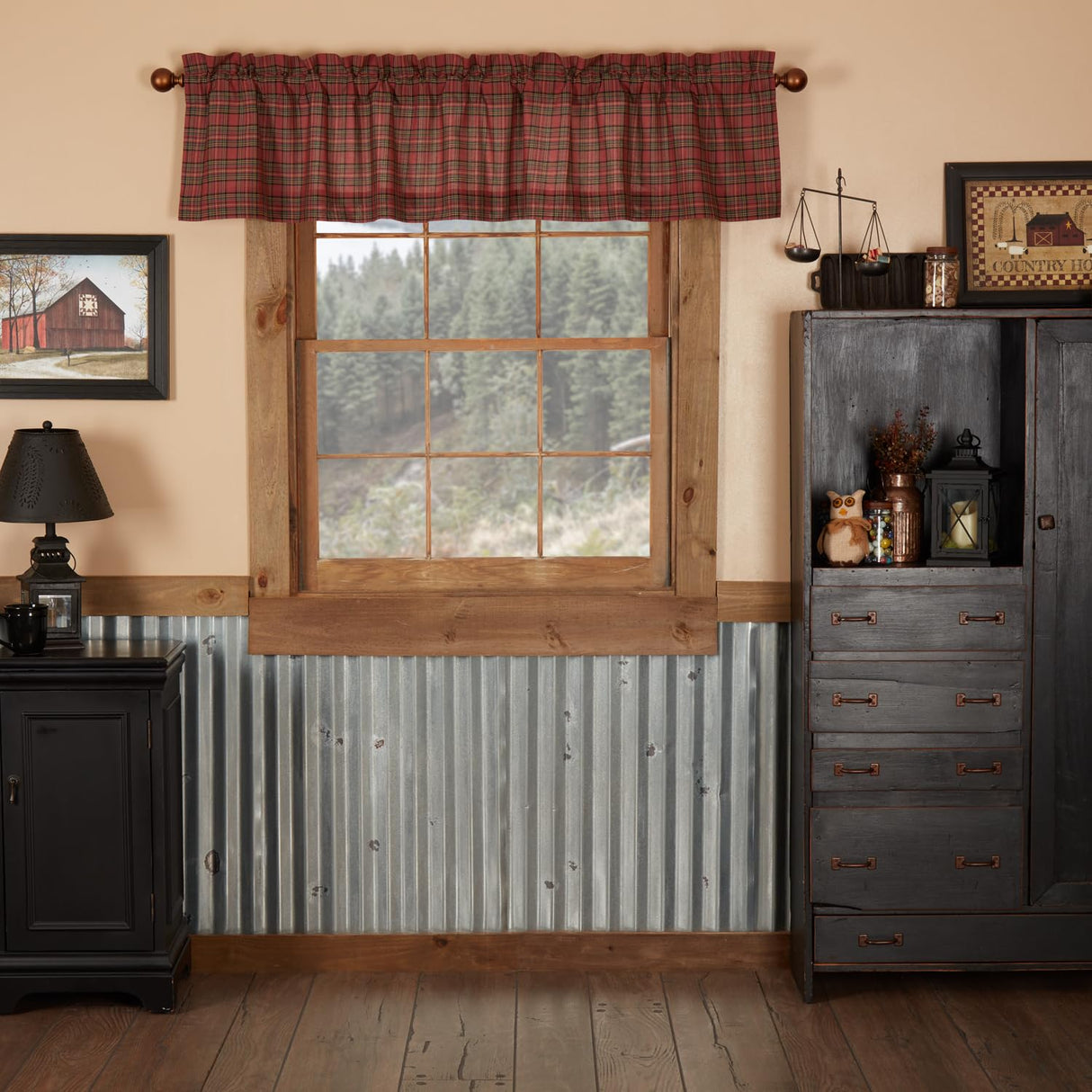 Tartan Red Plaid Valance Set of 2 16x72