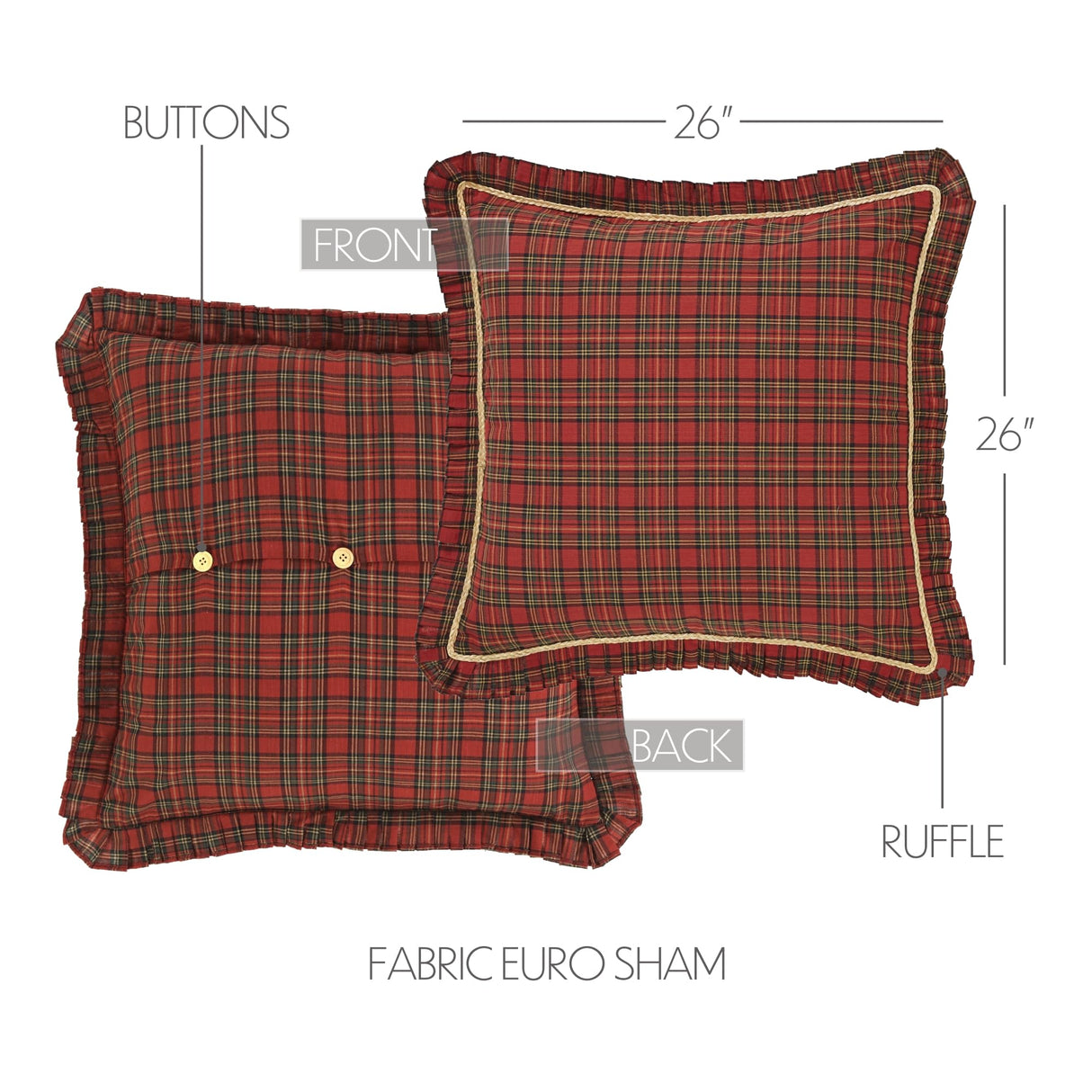 Tea Star Fabric Euro Sham Set of 2 26x26