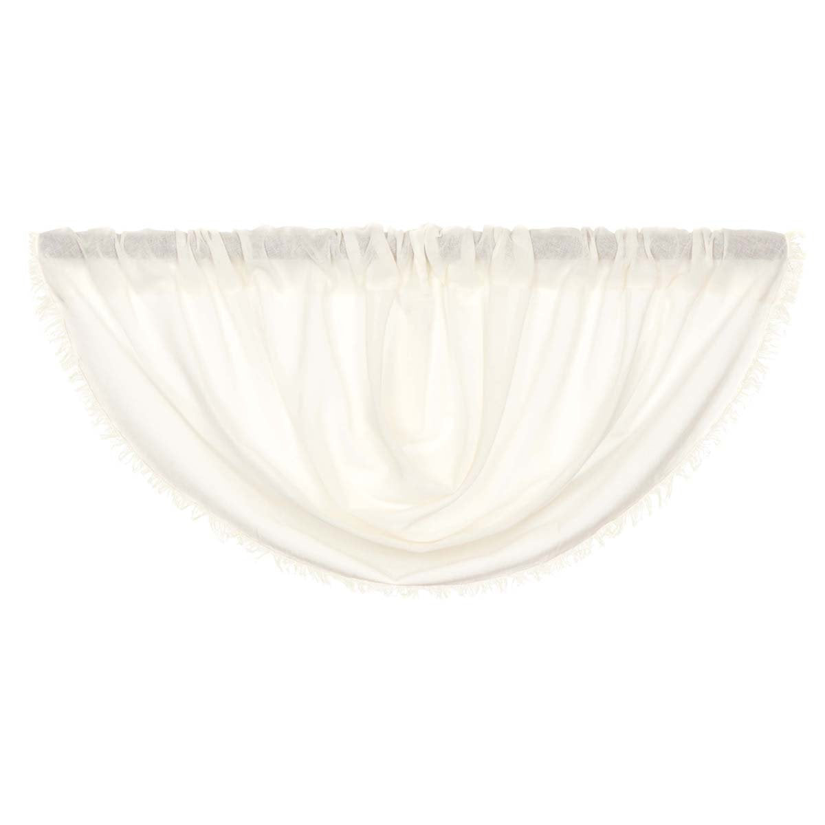 Tobacco Cloth Antique White Balloon Valance Set of 2 Fringed 15x60