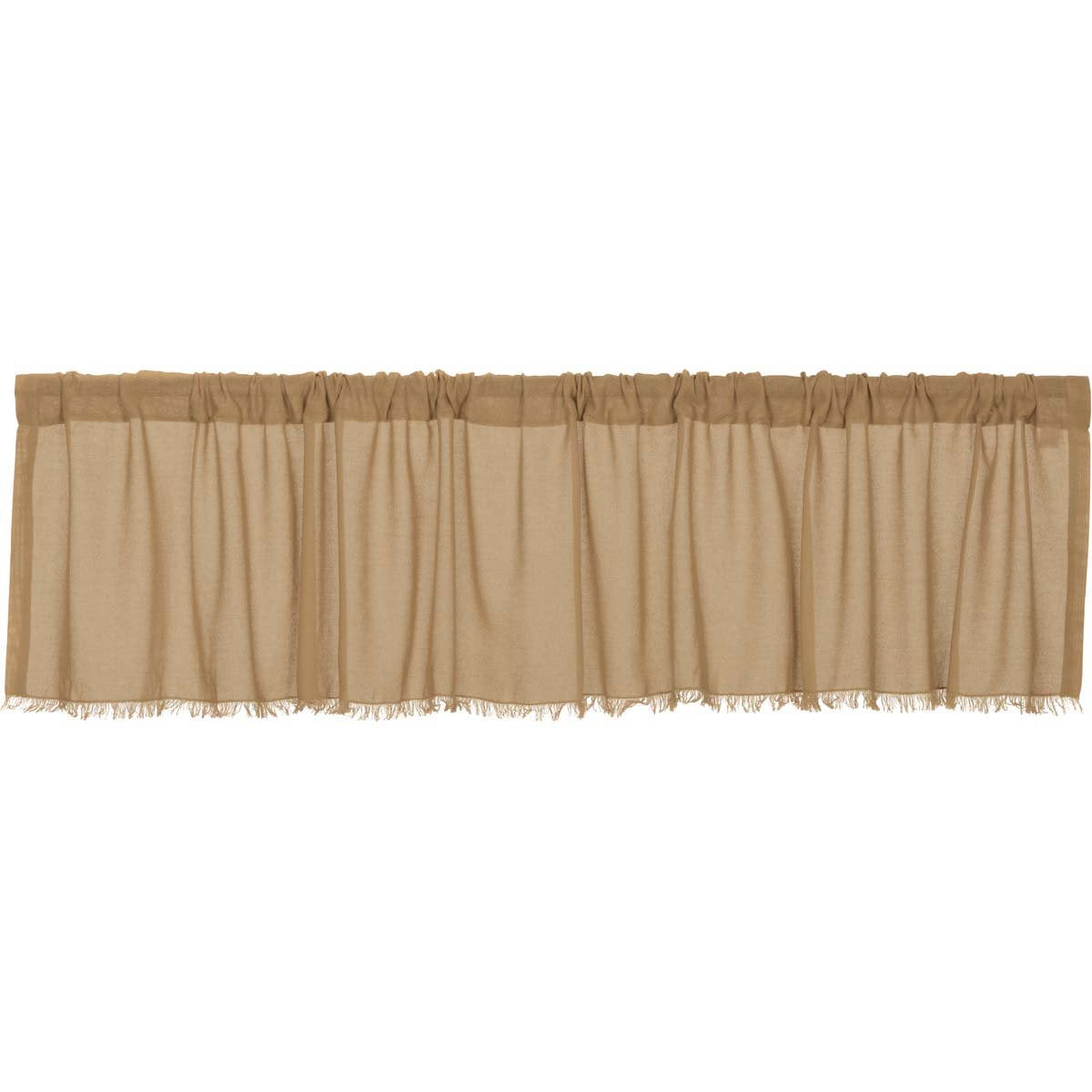 Tobacco Cloth Khaki Valance Fringed Set of 2 16x90