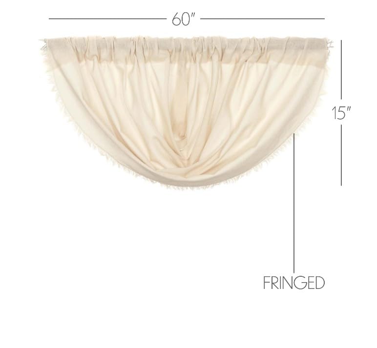Tobacco Cloth Natural Balloon Valance Set of 2 Fringed 15x60