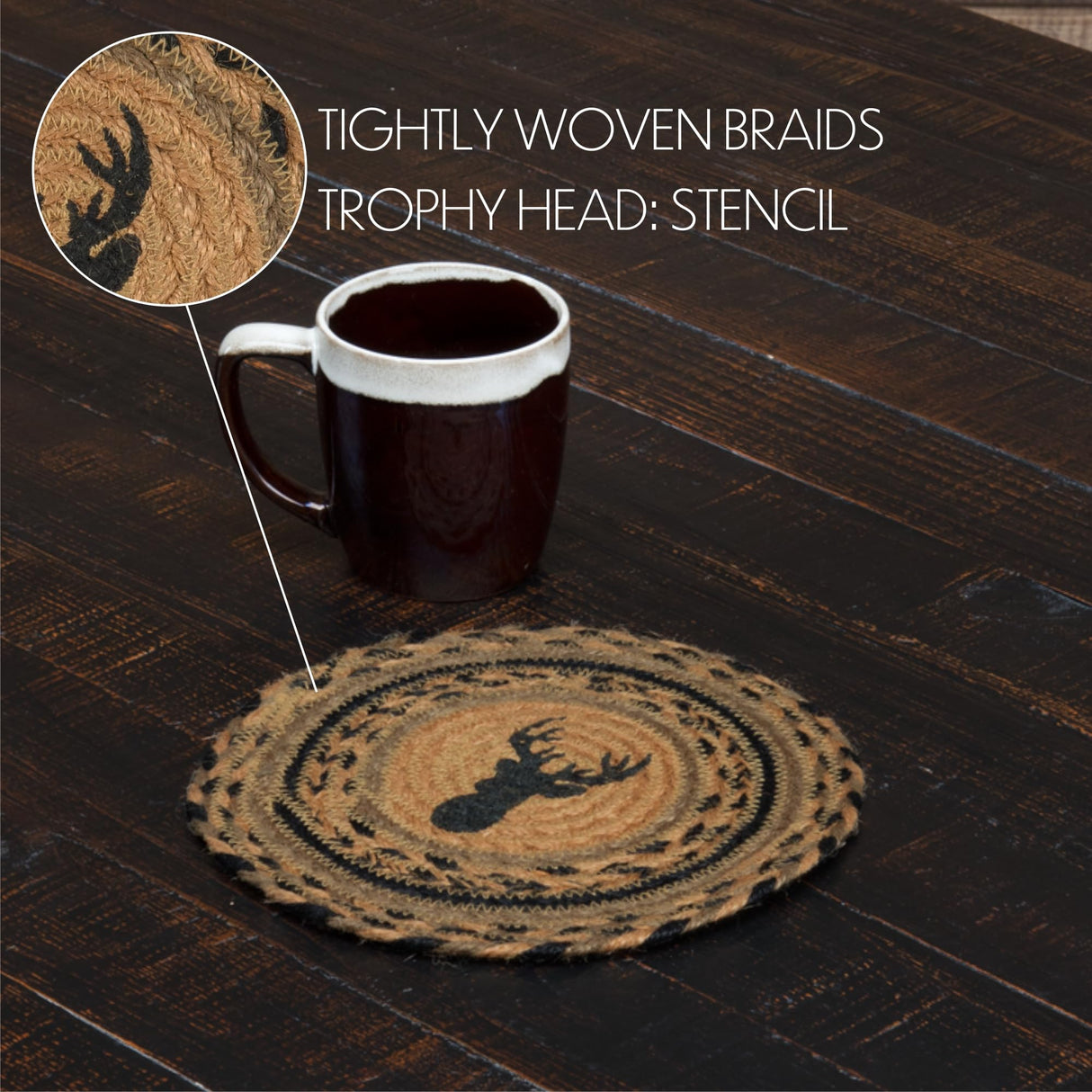 Trophy Mount Jute Trivet 8 inch Diameter Set of 2