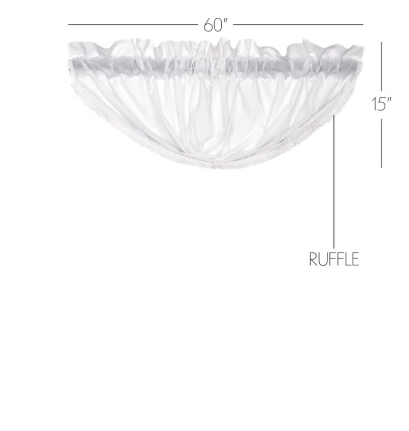 White Ruffled Sheer Balloon Valance Set of 2 15x60