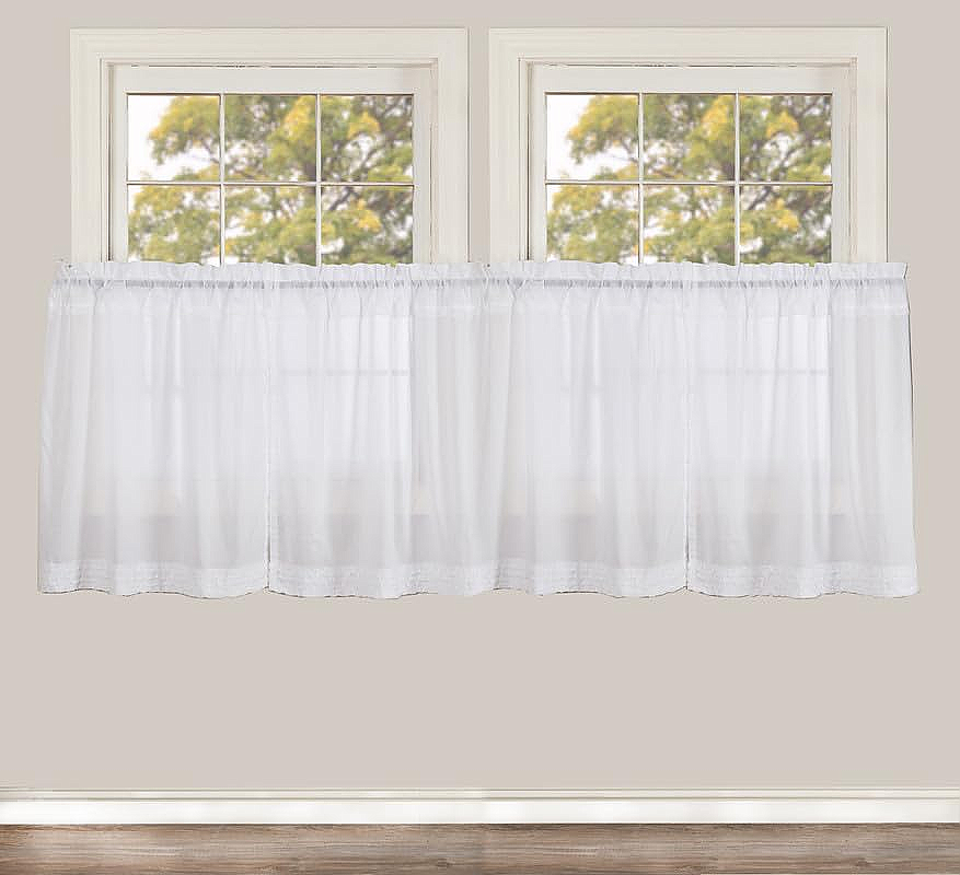 White Ruffled Sheer Tier Set of 4 L36xW36