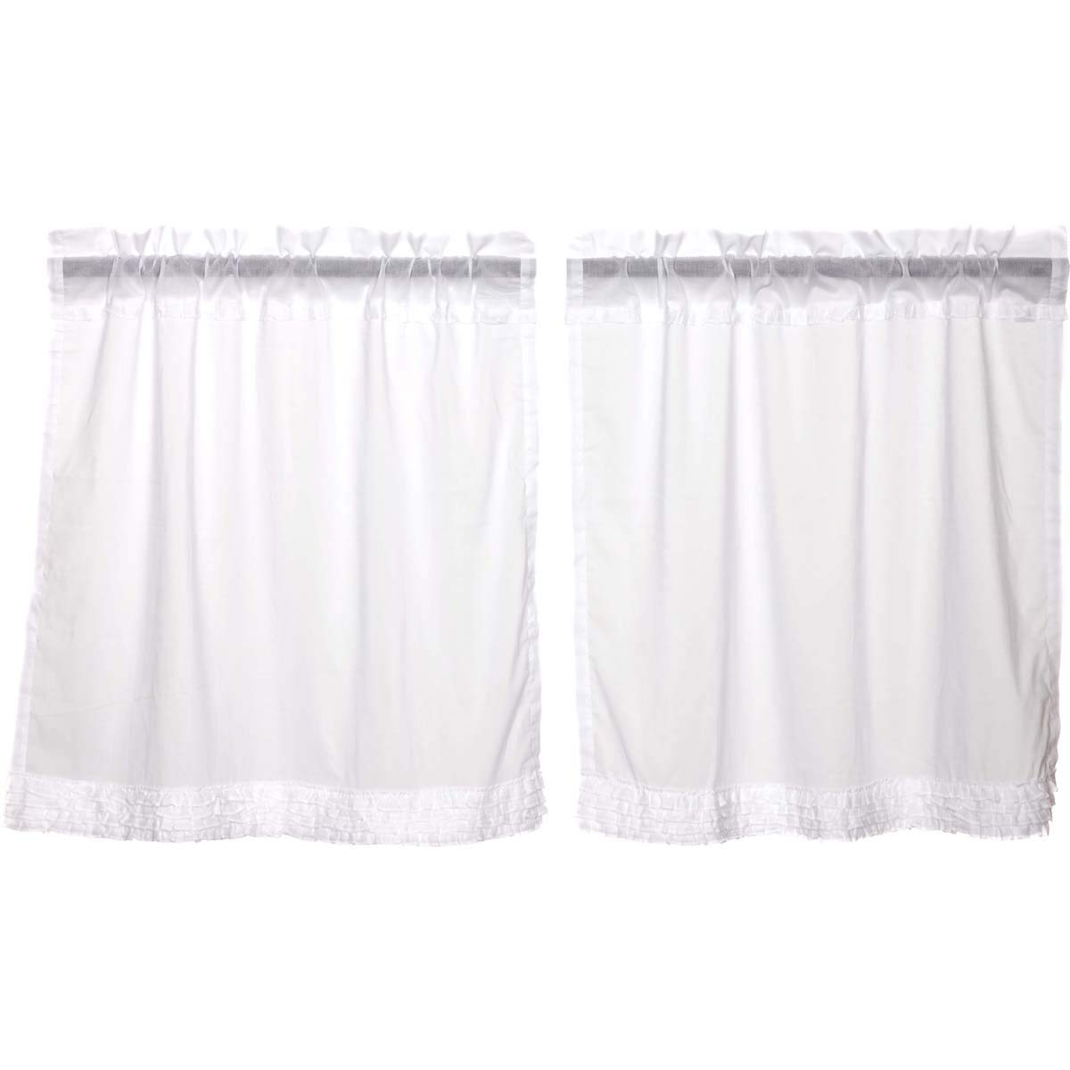 White Ruffled Sheer Tier Set of 4 L36xW36