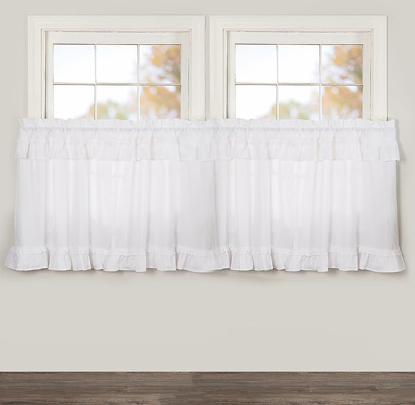 Muslin Ruffled Bleached White Tier Set of 4 L36xW36