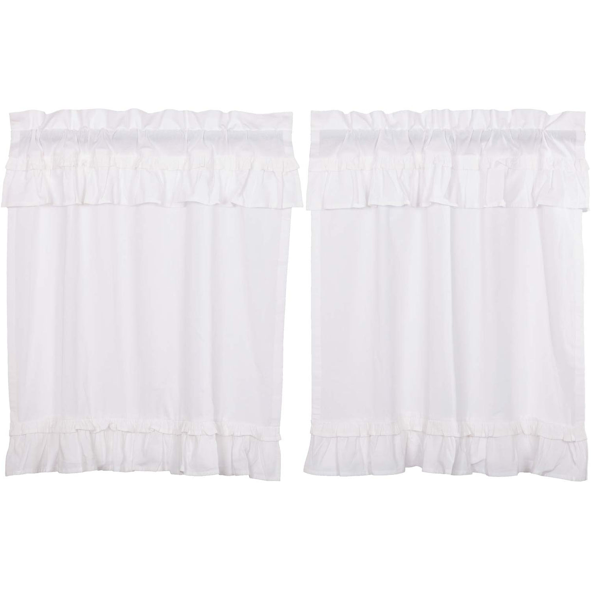 Muslin Ruffled Bleached White Tier Set of 4 L36xW36
