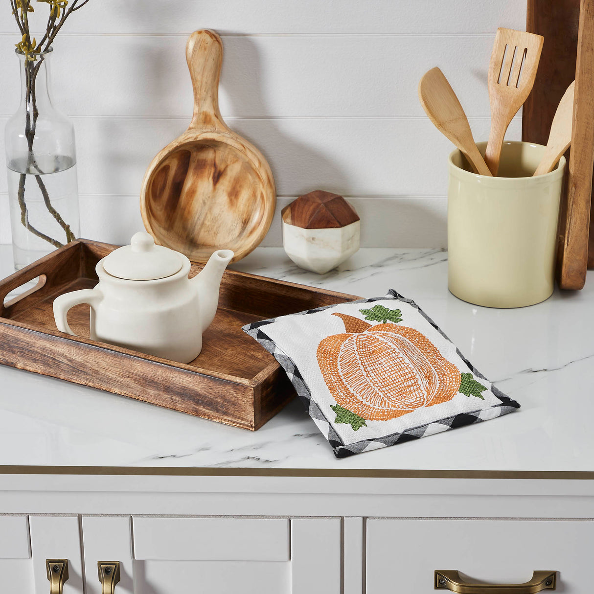 Annie Black Check Pumpkin Trivet