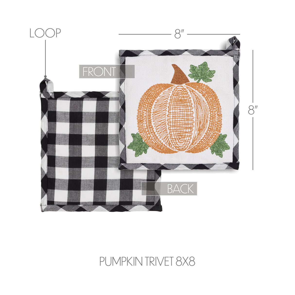 Annie Black Check Pumpkin Trivet