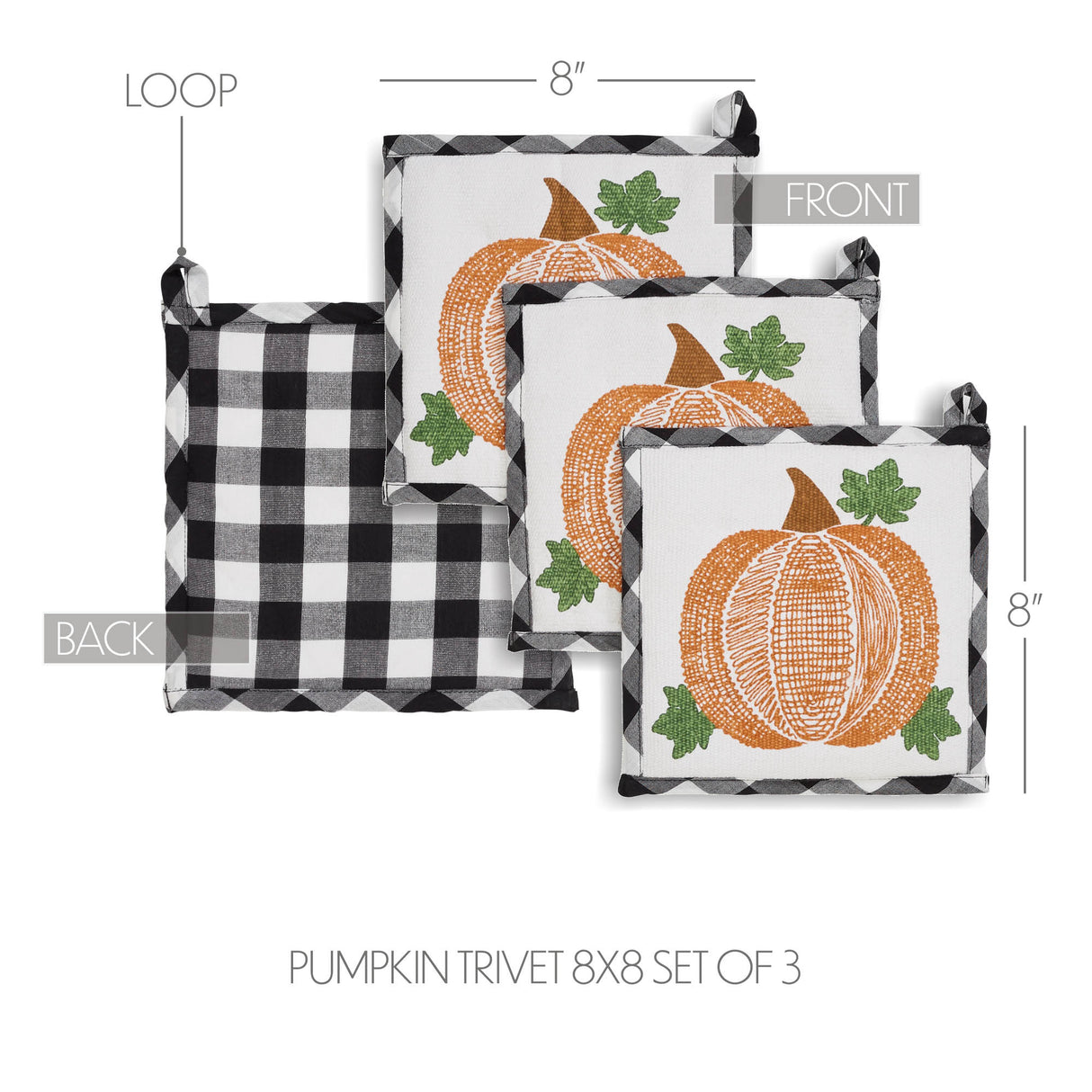 Annie Black Check Pumpkin Trivet
