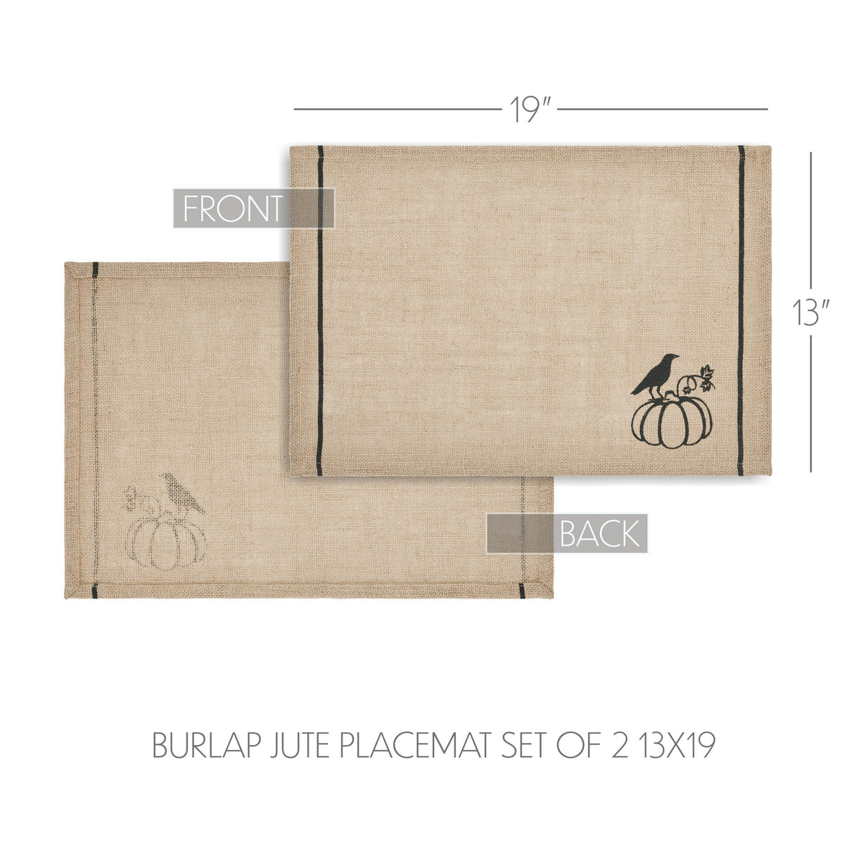 Raven Harvest Burlap Jute Placemat Set of 2 13x19, 6 Pack 12 Pack