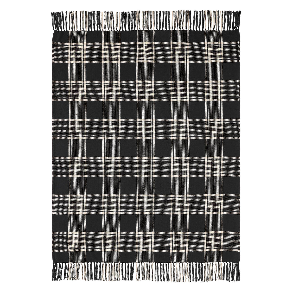 Eston Black Tan Plaid Throw 50x60