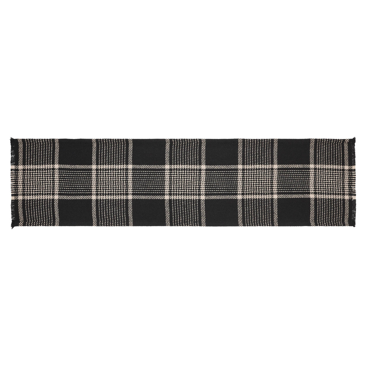 Eston Black Tan Plaid Runner 12x48