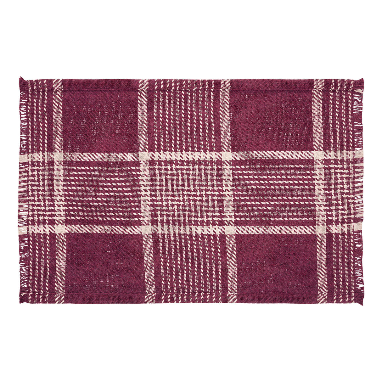 Eston Burgundy Tan Plaid Placemat Set of 2 13x19, 4 Pack