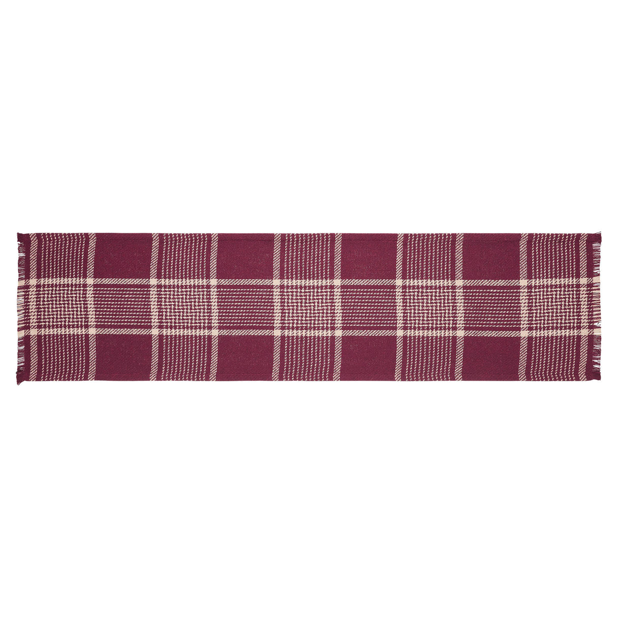 Eston Burgundy Tan Plaid Runner 12x48